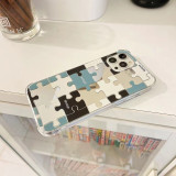 Mirror Contrast Puzzle Pattern Drop Proof Phone Case for iPhone13 12 11 Pro Max