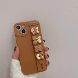 3D Cartoon Pattern Drop Proof Phone Case for iPhone13 12 11 Pro Max with Wristband