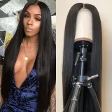 Women Synthetic Long Straight Natural Hair Wigs Rose Net Middle Parting Wig