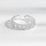 Silver Gold Zircon Stwis Jewelry Inlaid Diamond Adjustable Size Women Ring