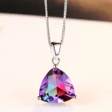 Sterling Silver Zirconia Irregular Gem Pendant Necklace