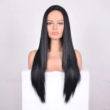 Women Synthetic Black Long Straight Hair Wigs Middle Parting Wig