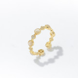 Gold Zircon Fashion Jewelry Inlaid Diamond Adjustable Size Women Ring