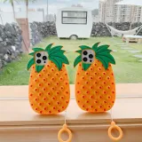 Pop It Fidget Toys Yellow Pineapple Soft Silicone iPhone Case For iPhone 12 11 Pro Max 12