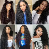 Women Wavy Synthetic Wig High Temperature Silk Deep Middle Long Small Curly Hair Wigs