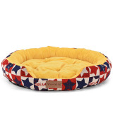 Fannel Canvas Geometric Circular Dog Bed Pet Bed