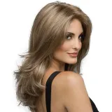 Women Synthetic Fluffy Curls Hair Wigs Medium Curly Hair Middle Parting Wig