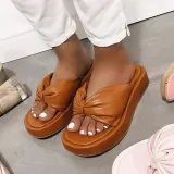 Women Platform Bow Tie Solid Color Flip-Flops Leisure Sandalias