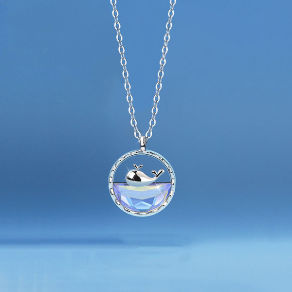 Sterling Silver Whale Gemstone Pendant Necklace