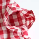 Pet Small Dog Red Lattice Hooded Shirt Denim Strap Dress Puppy Cloth