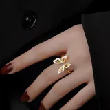 Silver Zircon Butterfly Jewelry Inlaid Diamond Adjustable Size Women Ring