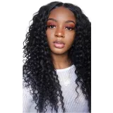 Women Synthetic Small Curly Long Hair Wig Middle Parting Wigs