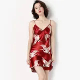 Women 4 Pieces Satin Silk Sleepwear Sleep Dress and Rove Pajamas Set