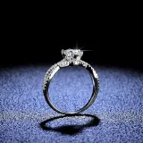 Sterling Silver Pave Moissanite Solitaire Hallow Out Round Cut Sparking Diamonds Rings