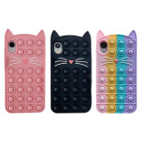 Cartoon Beard Smiling Face Cat Decompression Silicone Drop Proof Phone Case for iPhone13 12 11 Pro Max