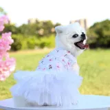 Pet Small Dog Poodle Sequin Mesh Laced Dress Puppy Cloth