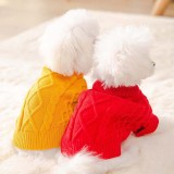 Pet Dog Cloth Handmade Knitting Solid Color Sweater Puppy Cloth