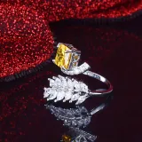 Sterling Silver Pave Moissanite Princess Cut Ice Flower Cutting Gemstone Rings