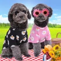 Printed Chrysanthemum T-shirt Dog Clothes Pet Clothes