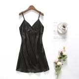 Women Satin Silk Sleep Dress Sling V-Veck Mini Dress Pajamas