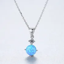 Round Cut Crystal Solitaire Pendant Necklace