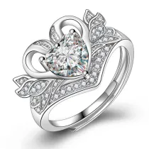 Silver Zircon Double Swan Love Fashion Jewelry Inlaid Diamond Adjustable Size Women Ring