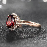 Red Zircon Fashion Jewelry Inlaid Diamond Adjustable Size Women Ring