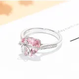 Sterling Silver Heart Cut Pave Zirconia Gemstone Rings