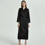 Women Long Sleeve Sleepwear Surplice Maxi Dress Robe Nightgown with Belt