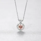 Sterling Silver Plating Heart Pave Diamond Hollow Out Pendant Necklace