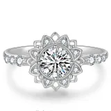 Silver Zircon Petard Jewelry Hollow Inlaid Diamond Adjustable Size Women Ring