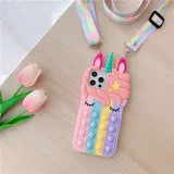 Cartoon Unicorn Decompression Silicone Drop Proof Phone Case for iPhone13 12 11 Pro Max