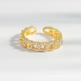 Silver Gold Zircon Stwis Jewelry Inlaid Diamond Adjustable Size Women Ring