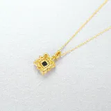 Sterling Silver Cushion Cut Sapphire Pendant Necklace