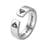 Men Silver Zircon Eye Of God Fashion Jewelry Inlaid Diamond Adjustable Size Women Ring