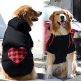 Pet Black Hoodie Plaids Heart Paw Sweatshirt for Dogs Pet Clothes