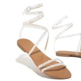 Women Round Toe Cross-tied Up Flat Beach Fashion Sandals