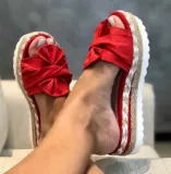 Women Bowknot Slippers Casual Beach Muffin Slip On Platform Sandals
