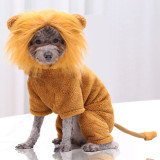 Pet Dog Clothes Cartoon Lion Zebra Cheetah Hoodie Flannel Sleepwear With Hat
