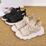 Women Open Toe Fish Mouth Cross Tie Hollow Out Sporty PlatformSandals