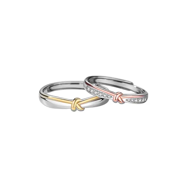Silver Permanent Knot With A Small Niche Of Simple Rings Adjustable Ring INS Style