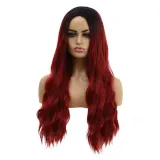 Women Long Wavy Hair Wigs Middle Parting Curly Wig