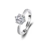 Couples Silver Zircon Hexagram Fashion Jewelry Inlaid Diamond Adjustable Size Women Ring