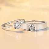 Couples Silver Zircon Get Married Fashion Jewelry Inlaid Diamond Adjustable Size Women Ring