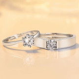 Couples Silver Zircon Get Married Fashion Jewelry Inlaid Diamond Adjustable Size Women Ring