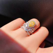 Zircon Yellow Crown Fashion Jewelry Inlaid Diamond Adjustable Size Women Ring