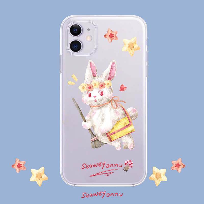 Cute Oil Painting Rabbit Phone Case for iPhone13 12 11 Pro Max