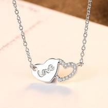 Sterling Silver Moissanite Diamond Love Heart Pendant Necklace