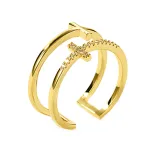 Silver Zircon Cross Fashion Jewelry Inlaid Diamond Adjustable Size Women Ring