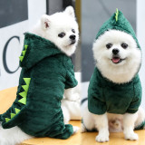 Pet Dog Clothes Cute Dinosaur Hoodie Flannel Sleepwear